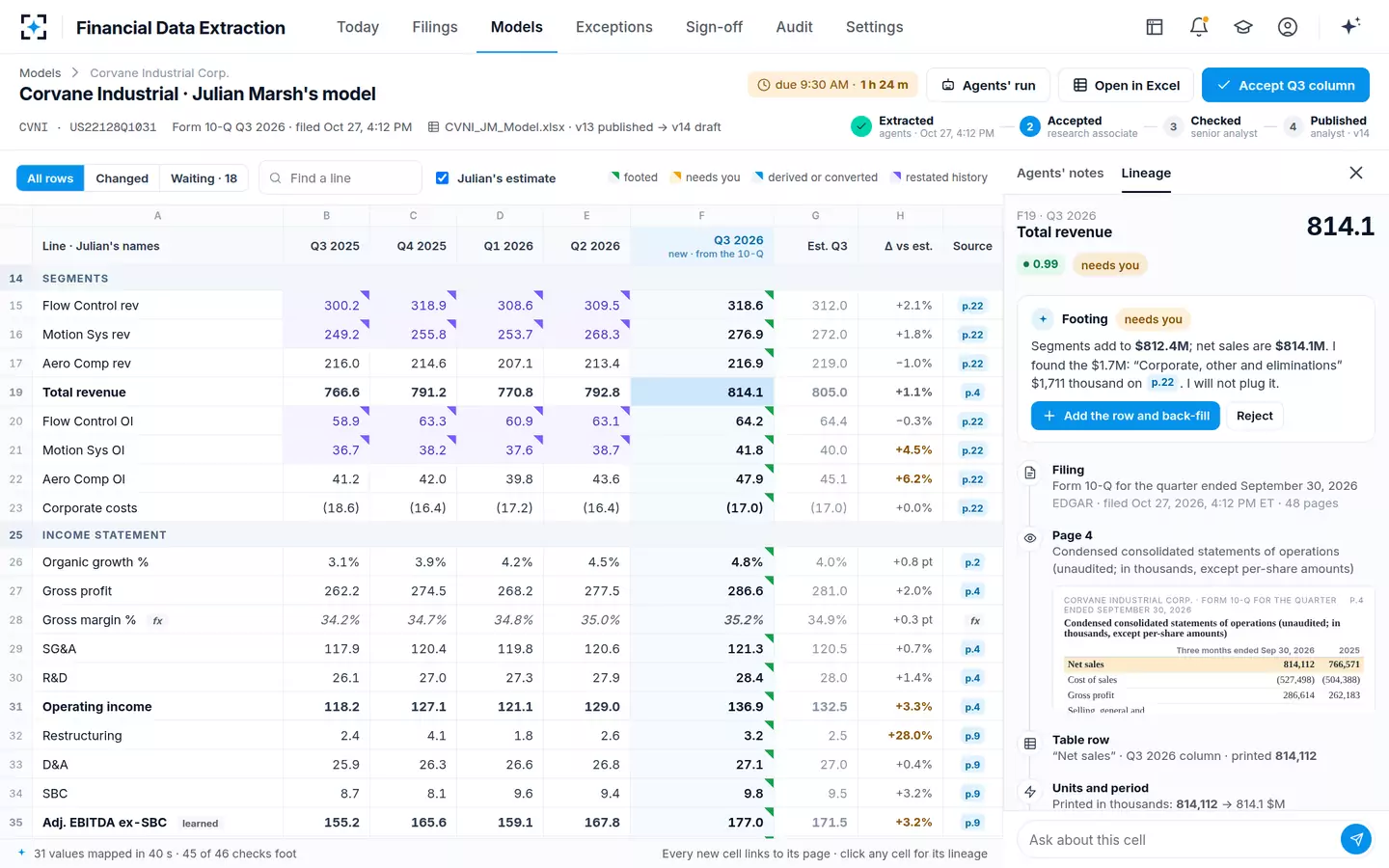 Financial Data Extraction — Segments that don't foot