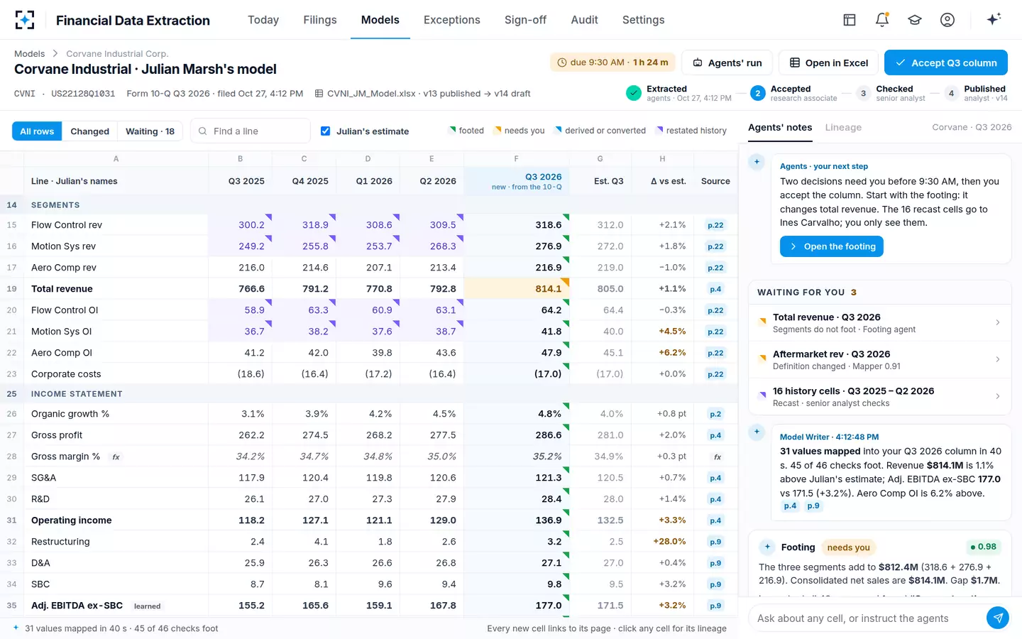 Financial Data Extraction — The analyst's own Excel model