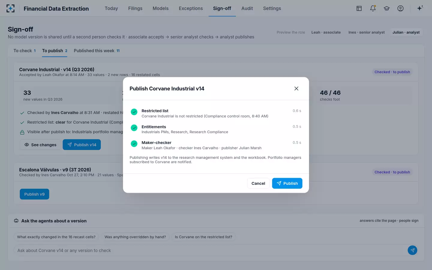 Financial Data Extraction — Publish a checked model version