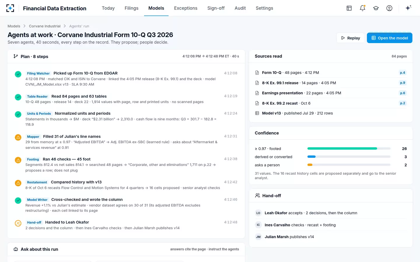 Financial Data Extraction — Agents at work on a 10-Q