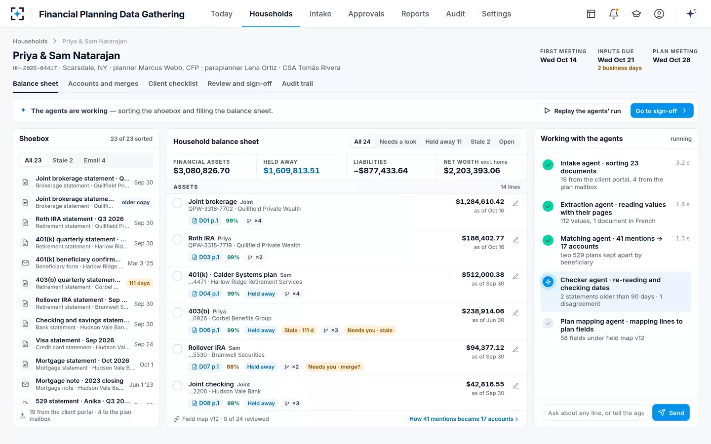 Financial Planning Data Gathering — Agents at work