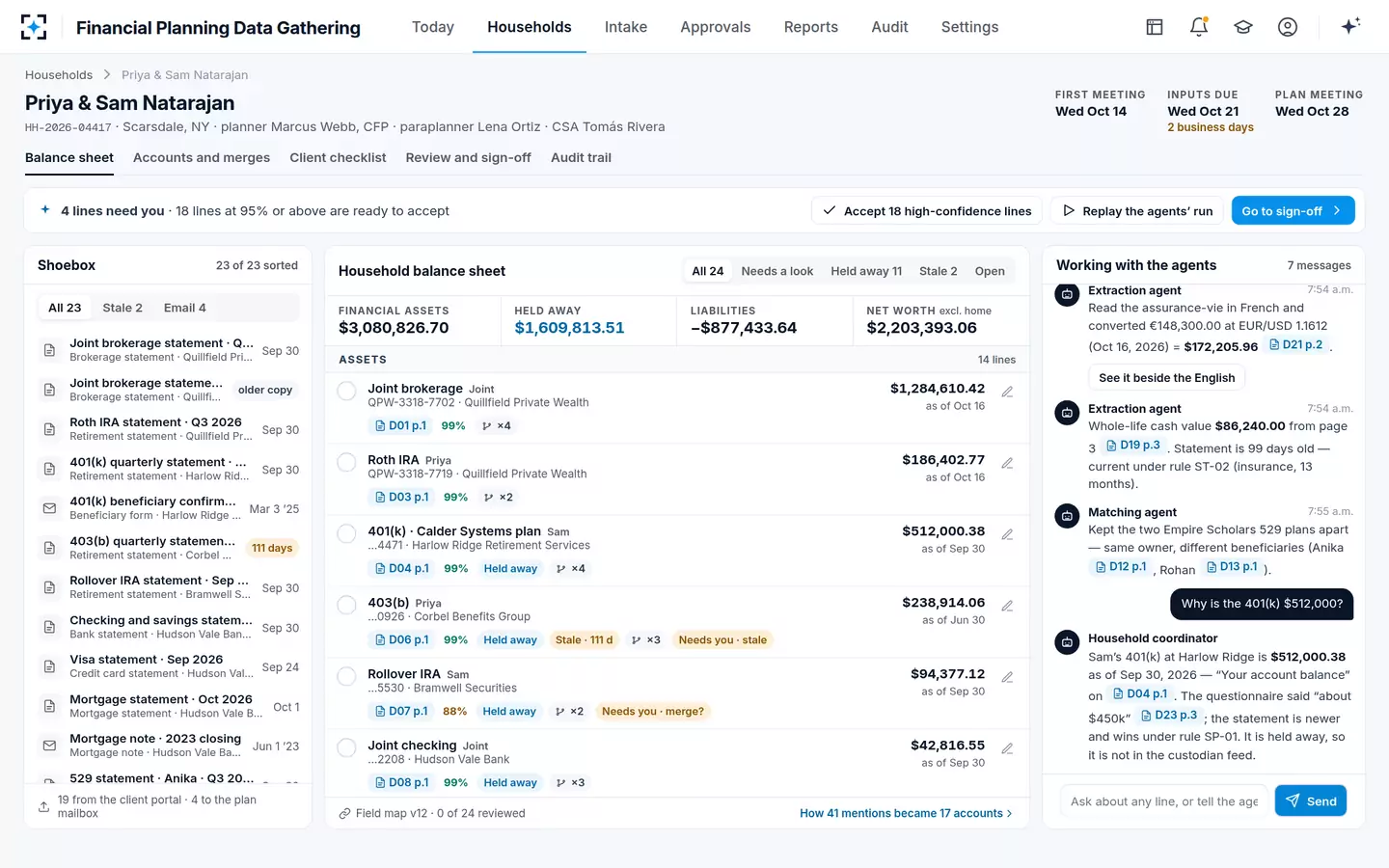 Financial Planning Data Gathering — Ask the agents