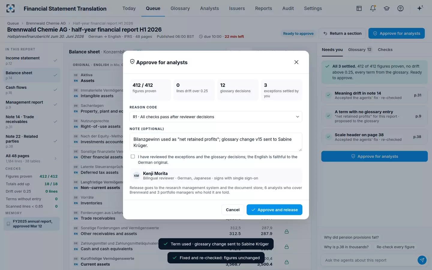 Financial Statement Translation — Approve for analysts