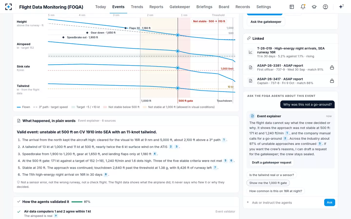 Flight Data Monitoring (FOQA) — Ask about the event