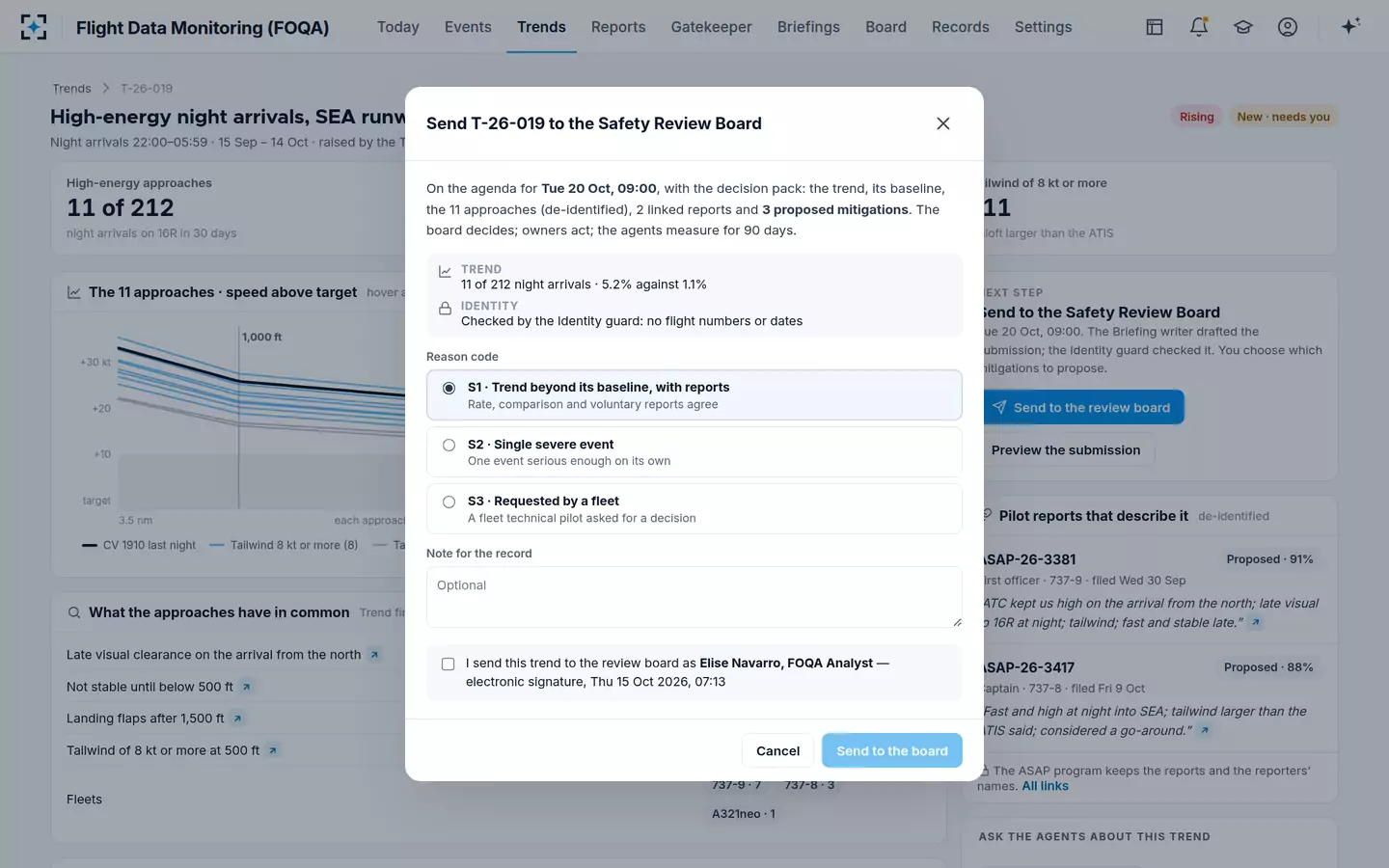 Flight Data Monitoring (FOQA) — Send a trend to the board