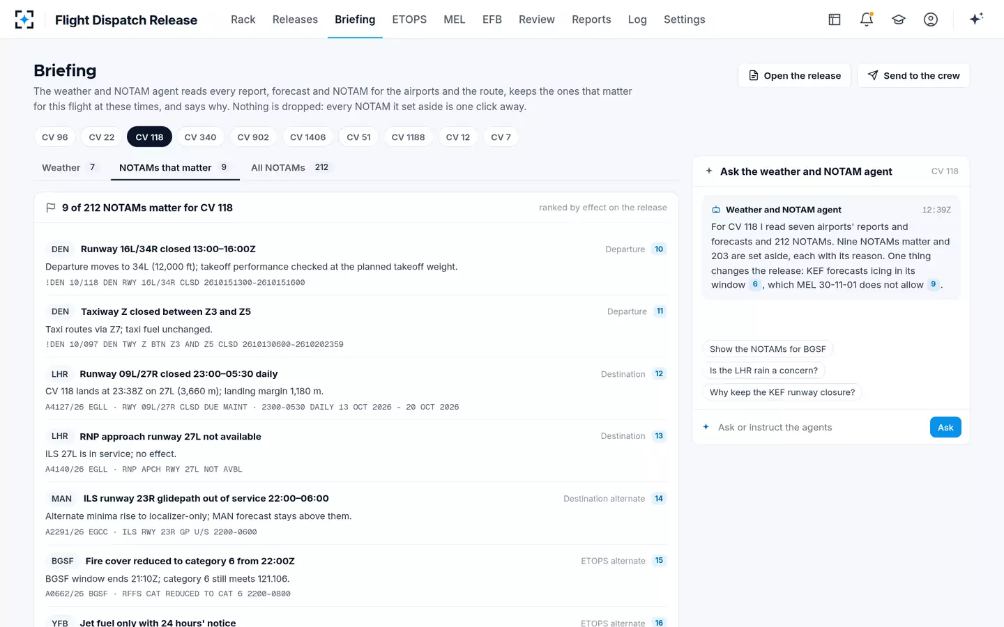 Flight Dispatch Release — The NOTAM briefing