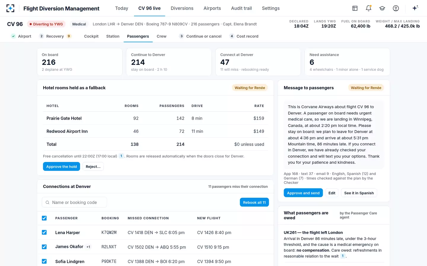 Flight Diversion Management — Passenger care for a diverted flight