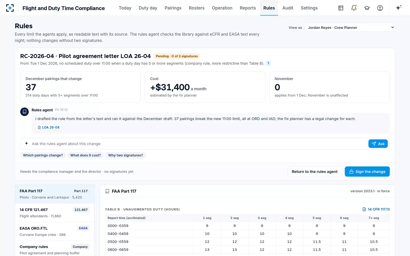 Flight and Duty Time Compliance — The rule library