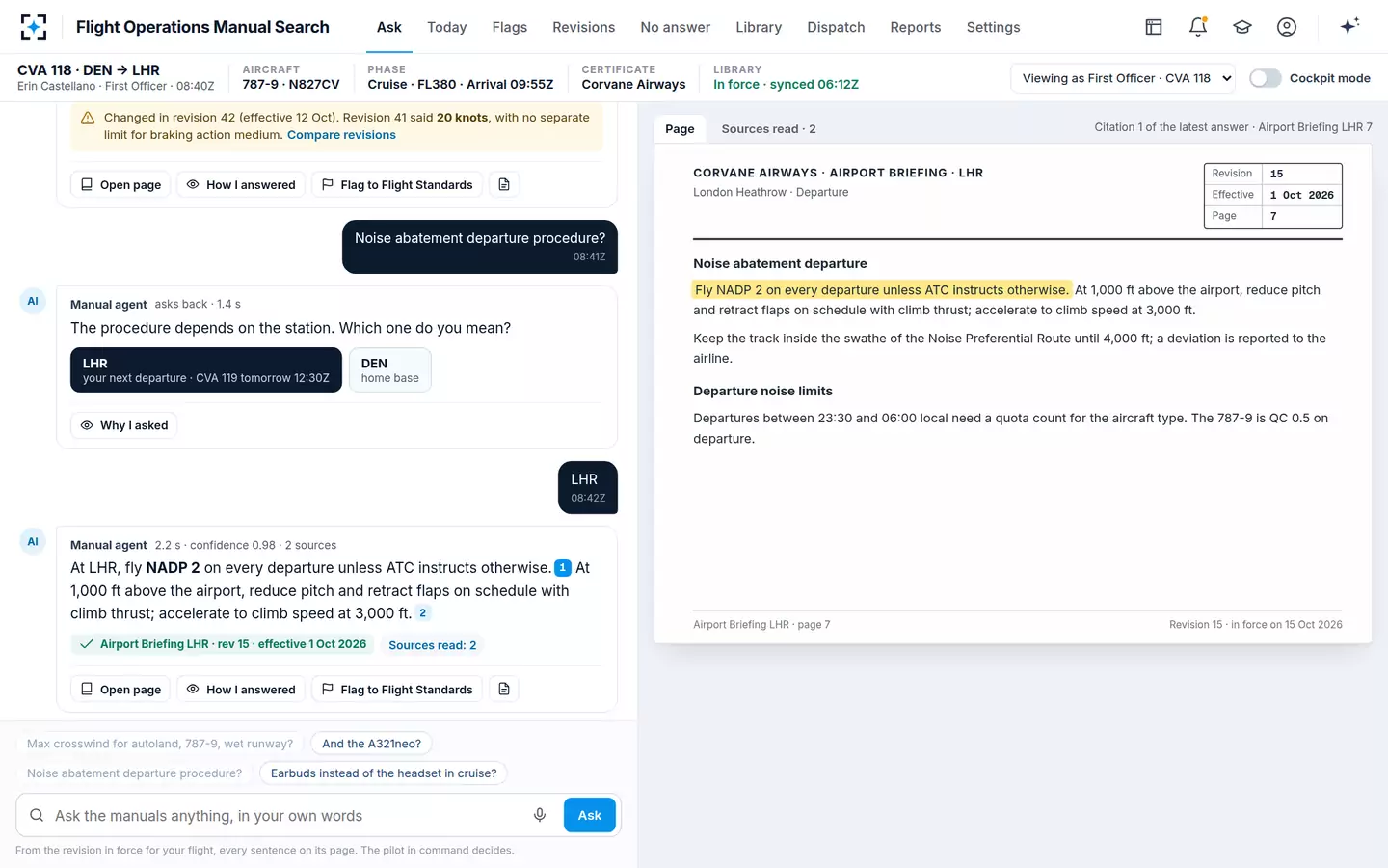 Flight Operations Manual Search — It asks back