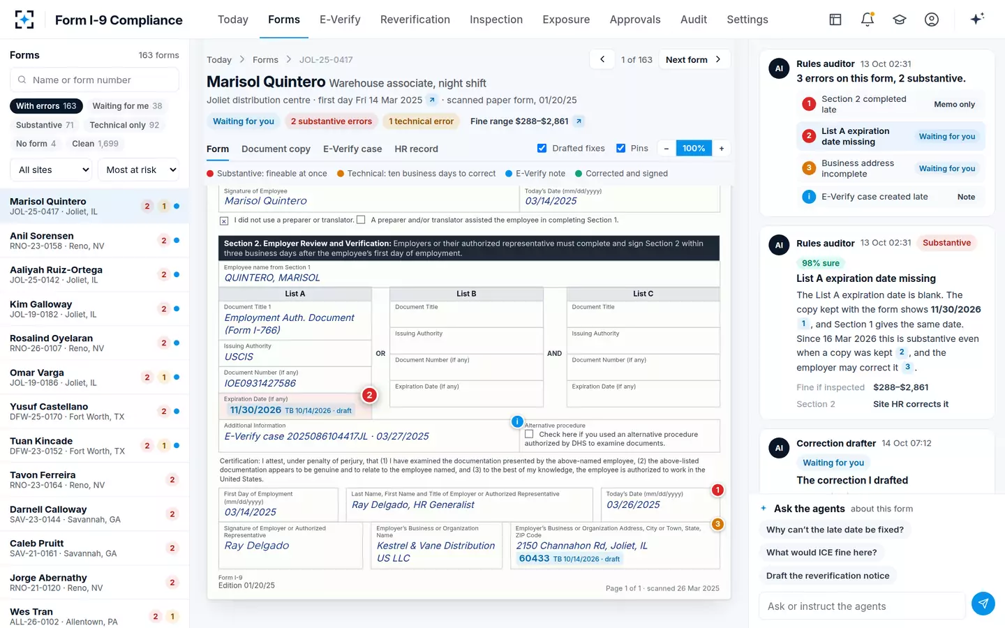 Form I-9 Compliance — One pin, its rule and its fine