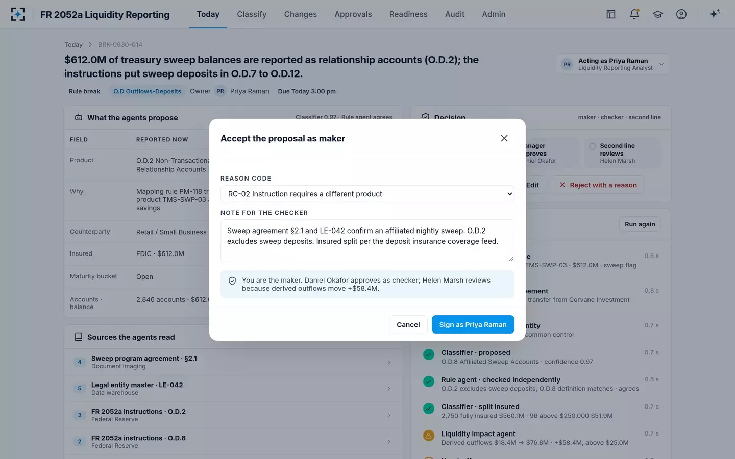 FR 2052a Liquidity Reporting — Accept as maker