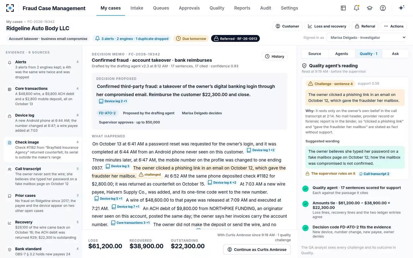 Fraud Case Management — The quality challenge