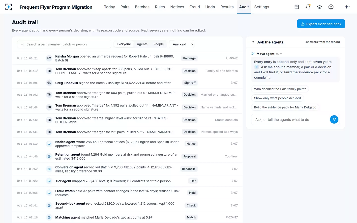 Frequent Flyer Program Migration — Audit trail