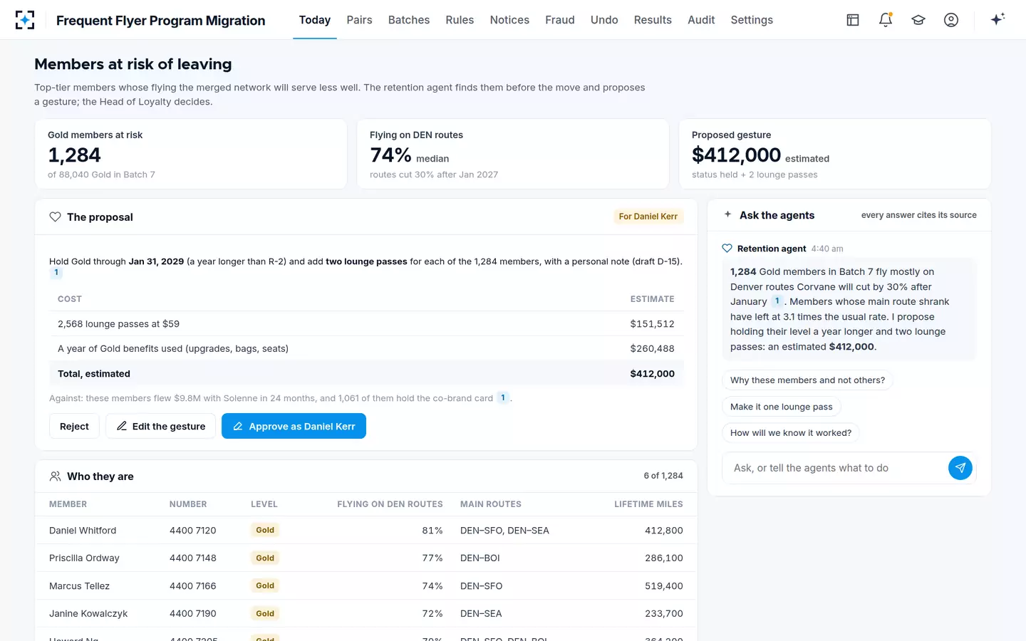 Frequent Flyer Program Migration — Members at risk of leaving