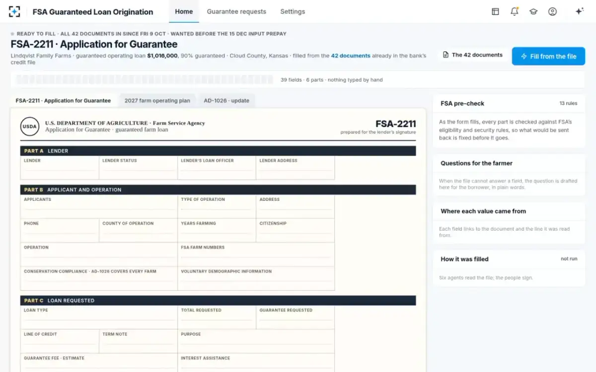 FSA Guaranteed Loan Origination — The application