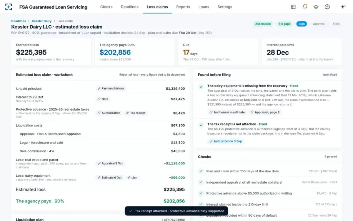 FSA Guaranteed Loan Servicing — A complete claim