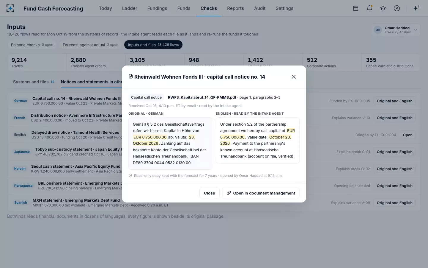 Fund Cash Forecasting — Notices in other languages