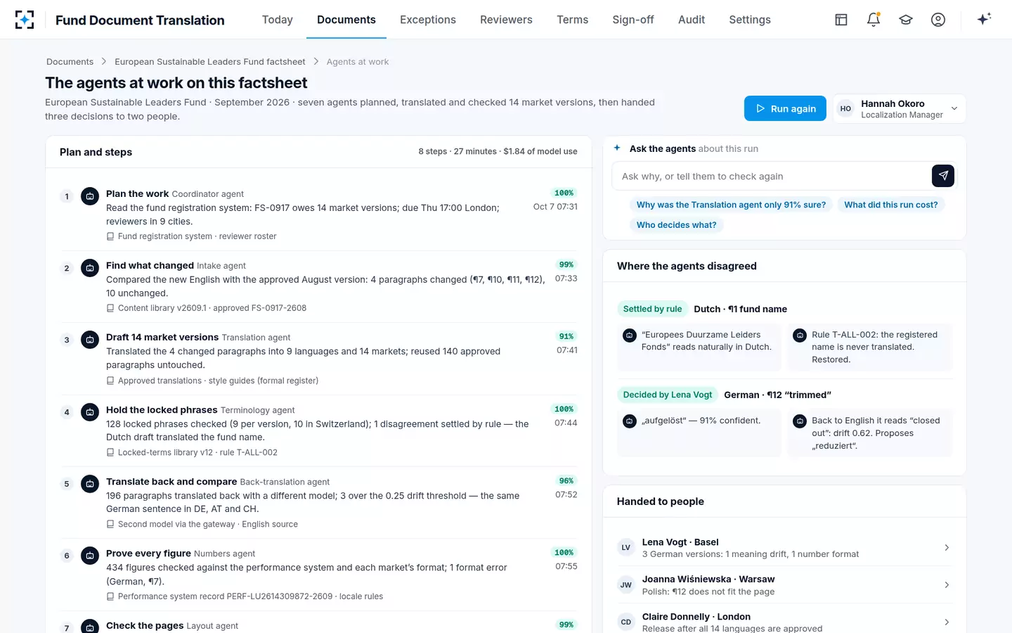 Fund Document Translation — The agents at work