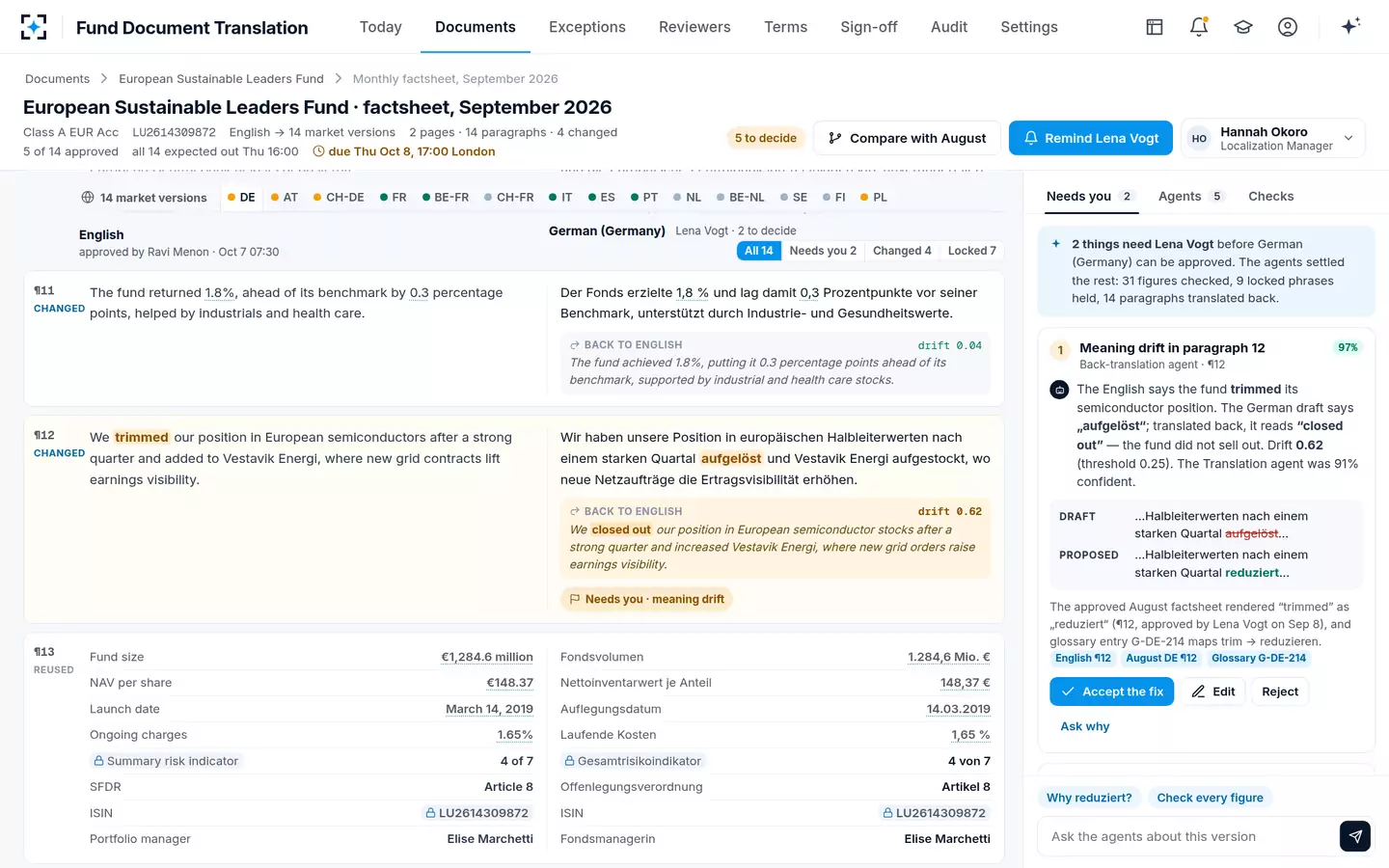 Fund Document Translation — Parallel translation