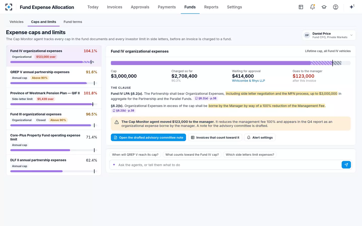 Fund Expense Allocation — Expense caps and investor limits