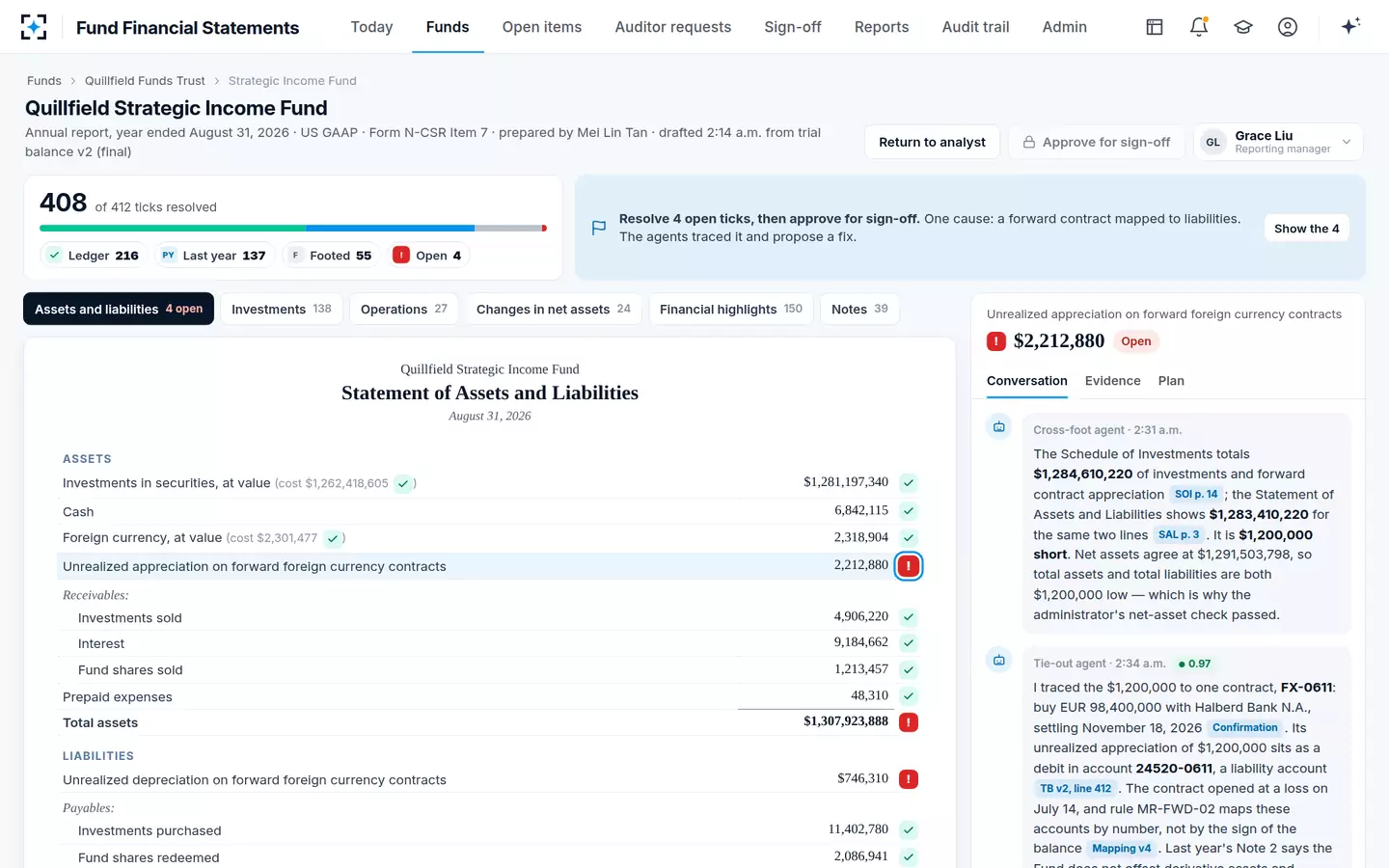 Fund Financial Statements — The tick-mark statement
