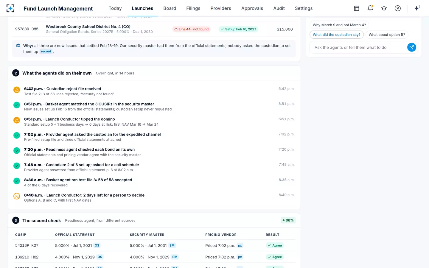 Fund Launch Management — What the agents did on their own