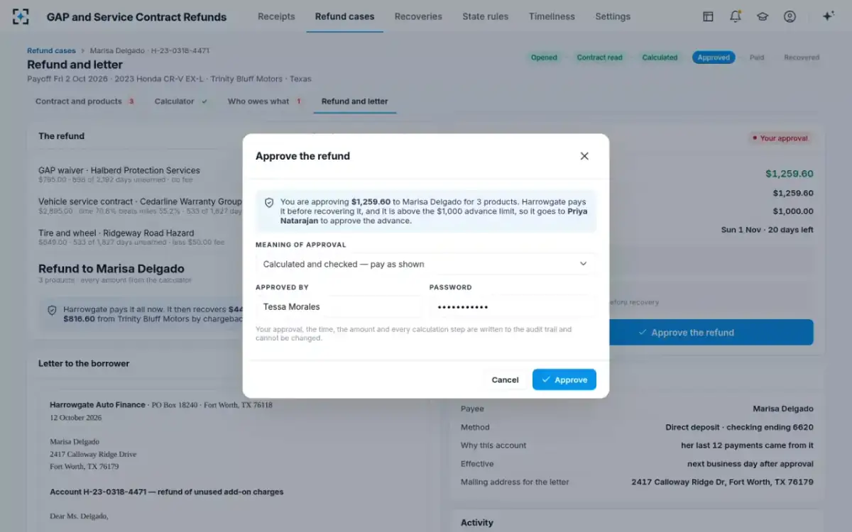GAP and Service Contract Refunds — Approve the refund