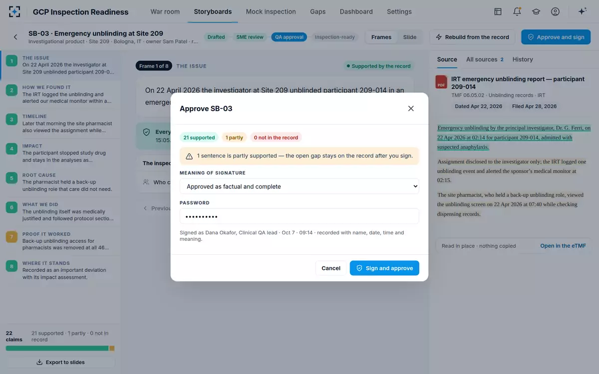 GCP Inspection Readiness — Approve and sign