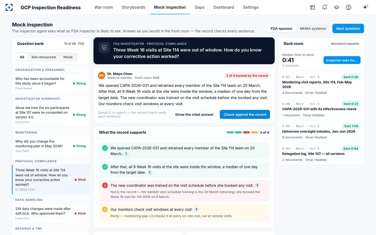 GCP Inspection Readiness — Mock inspection