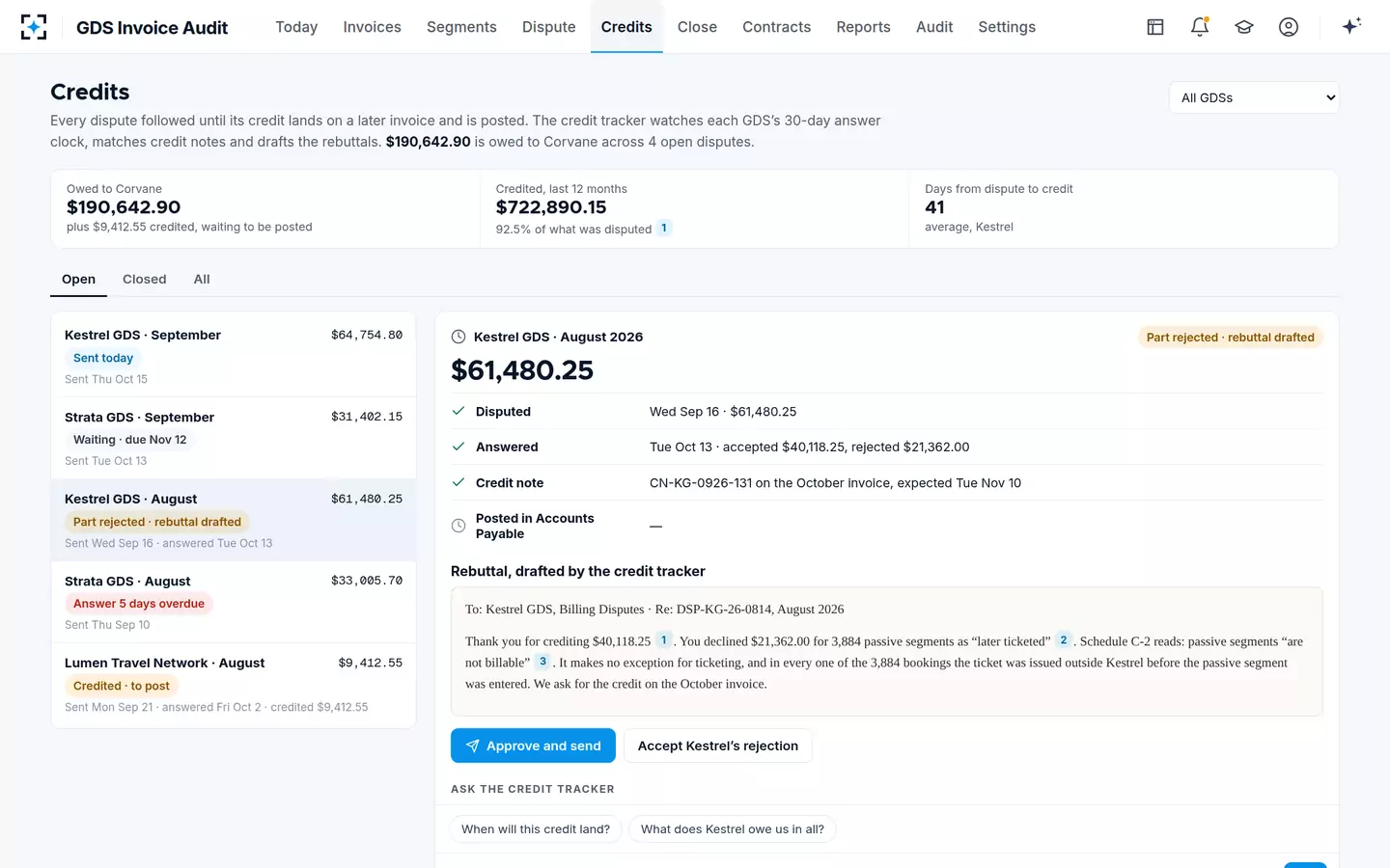 GDS Invoice Audit — Credits