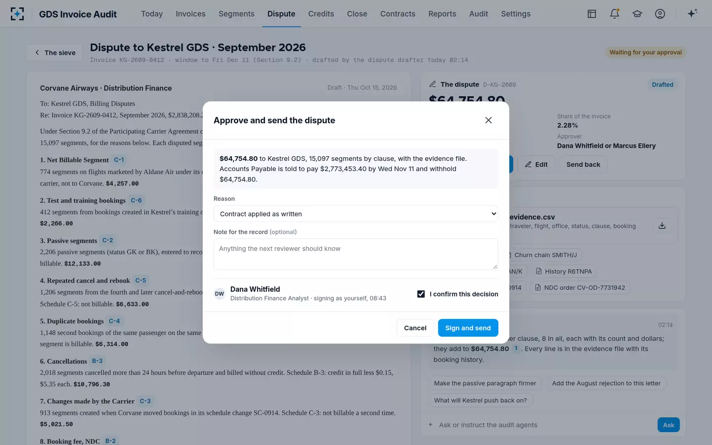 GDS Invoice Audit — Approve and send