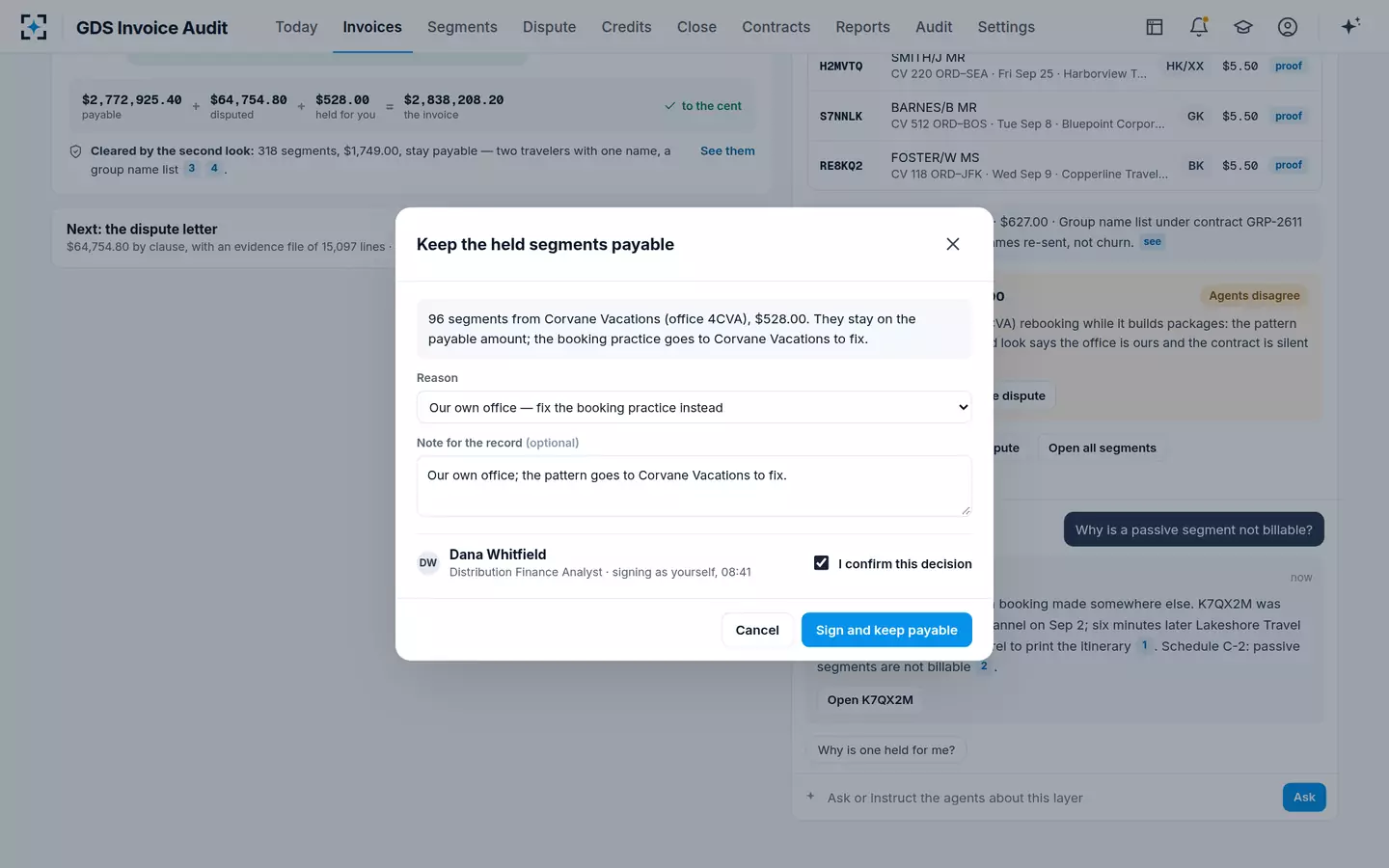 GDS Invoice Audit — A person decides