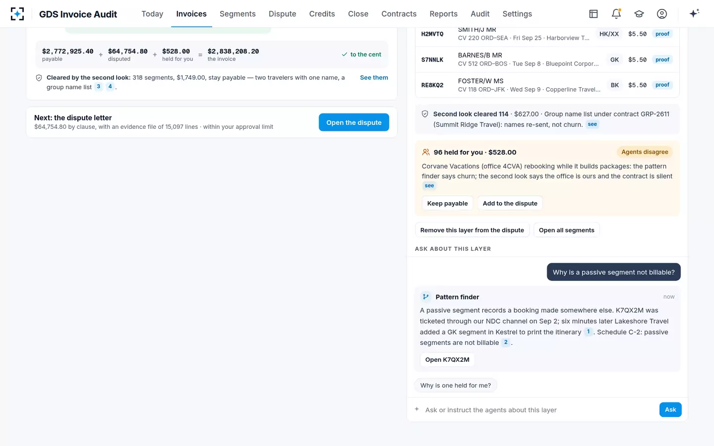 GDS Invoice Audit — Asking the agents
