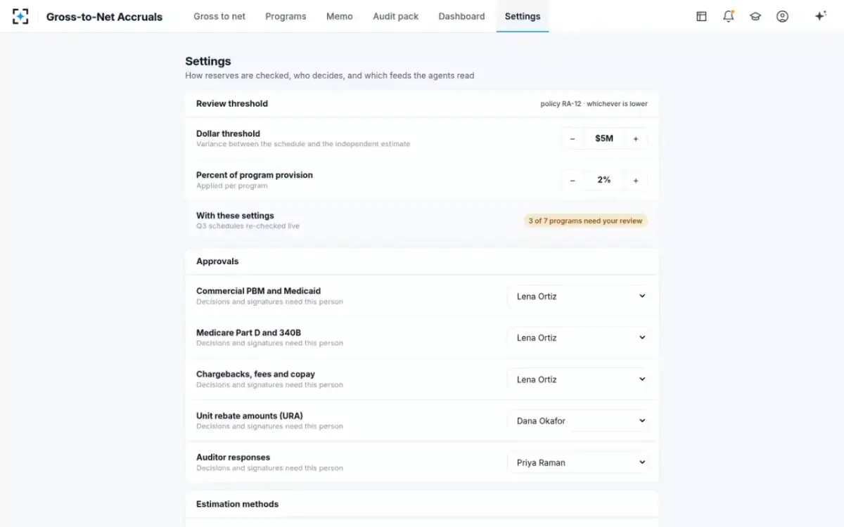 Gross-to-Net Accruals — Settings