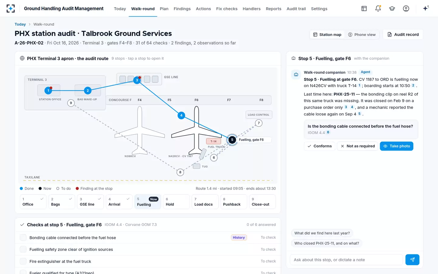 Ground Handling Audit Management — The walk-round