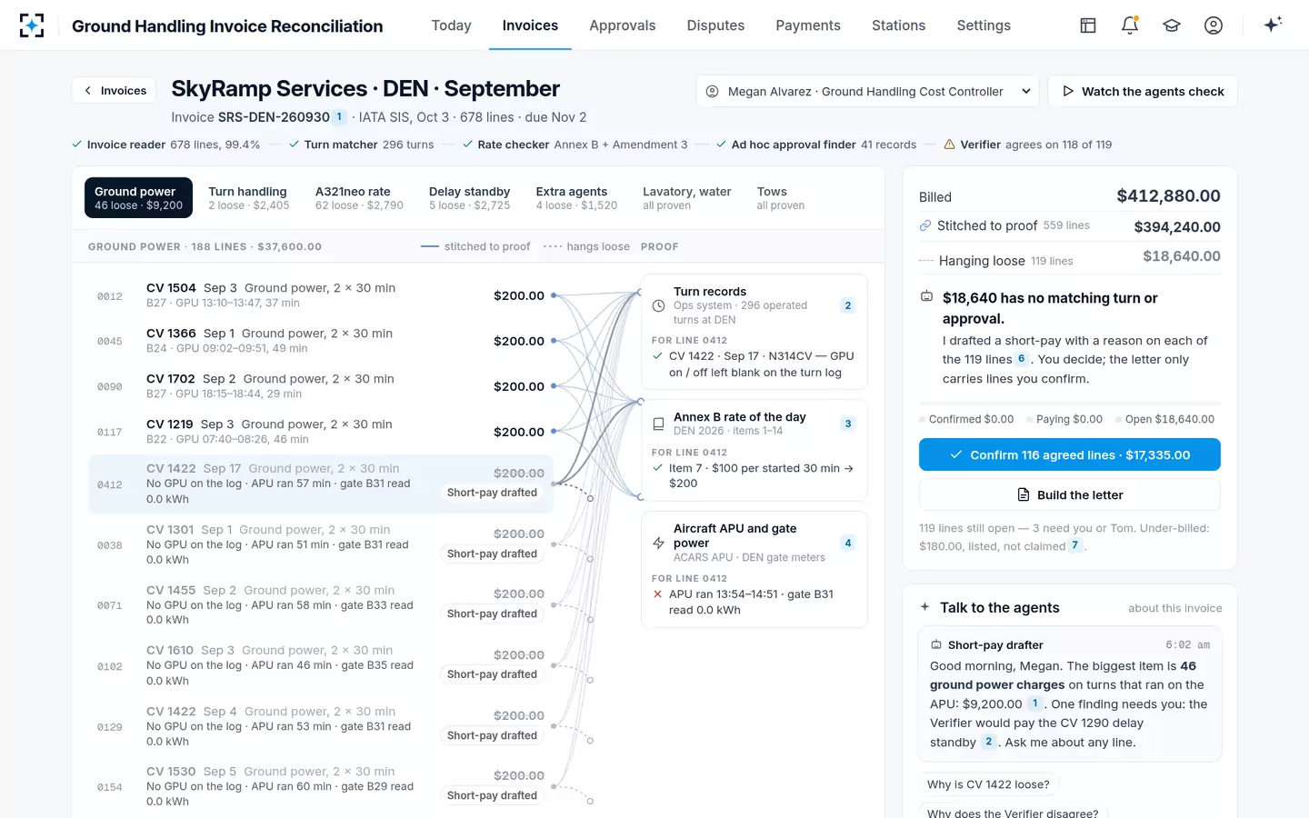 Ground Handling Invoice Reconciliation — The stitched invoice