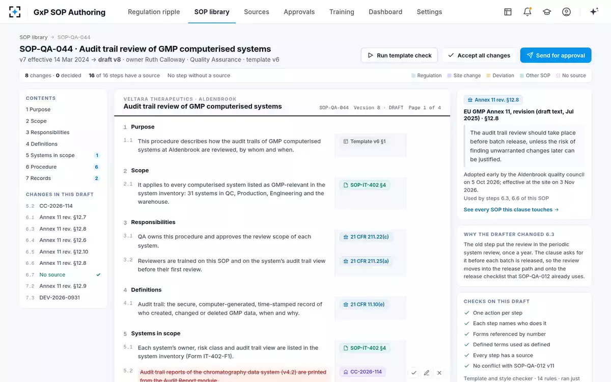 GxP SOP Authoring — Template check