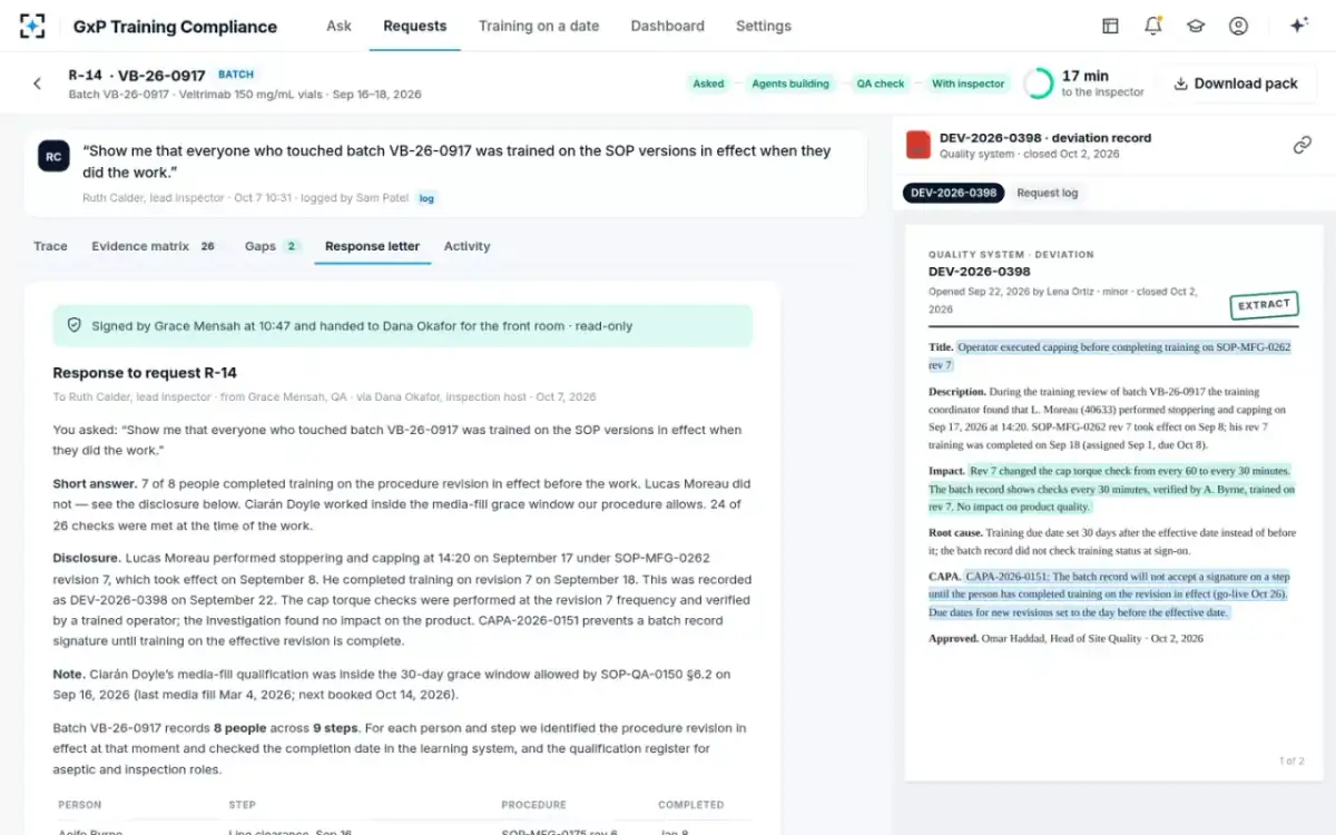 GxP Training Compliance — The response letter