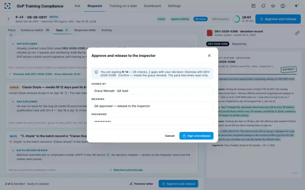 GxP Training Compliance — Approve and release