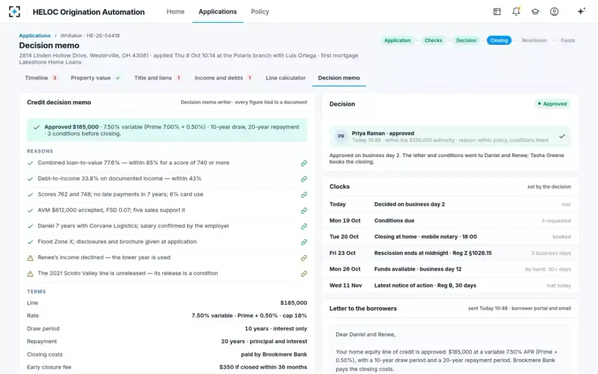 HELOC Origination Automation — Approved