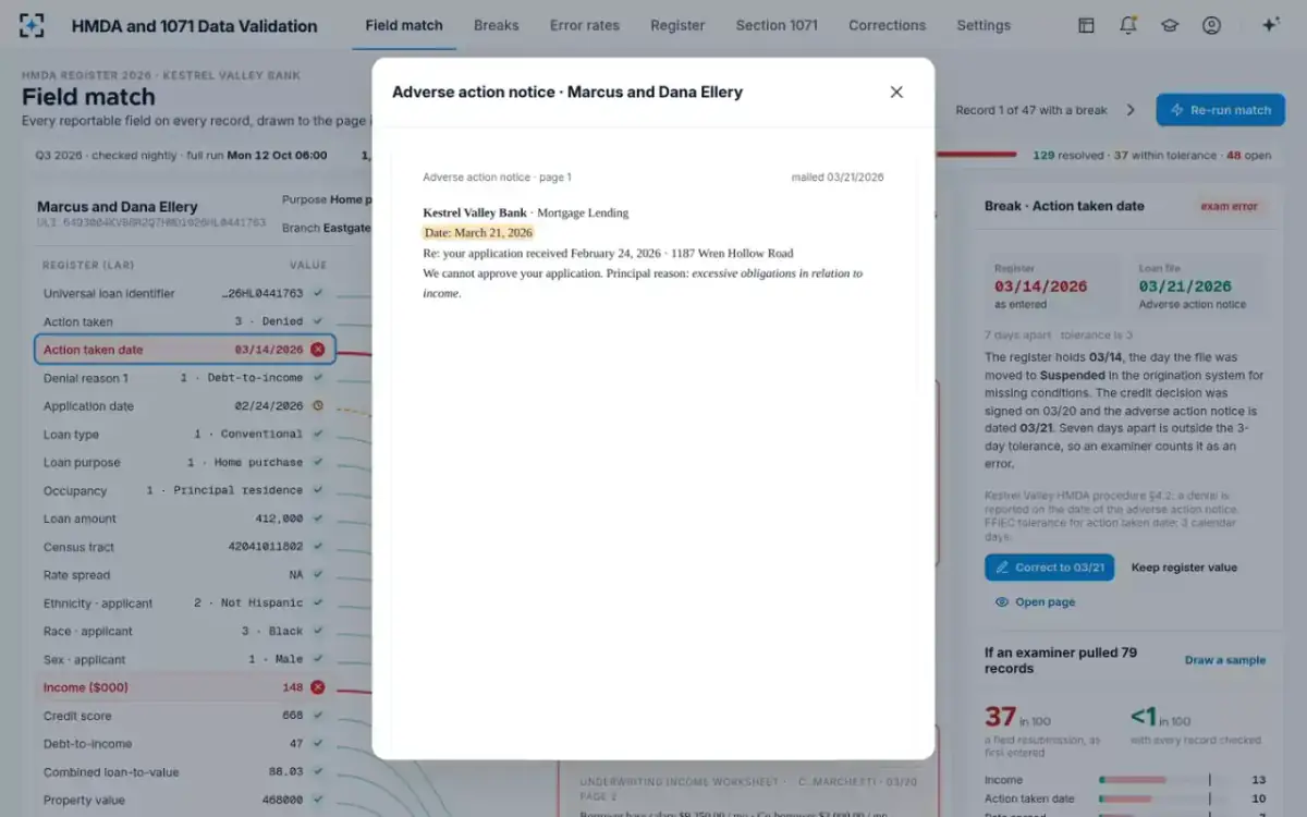 HMDA and 1071 Data Validation — The page that disagrees