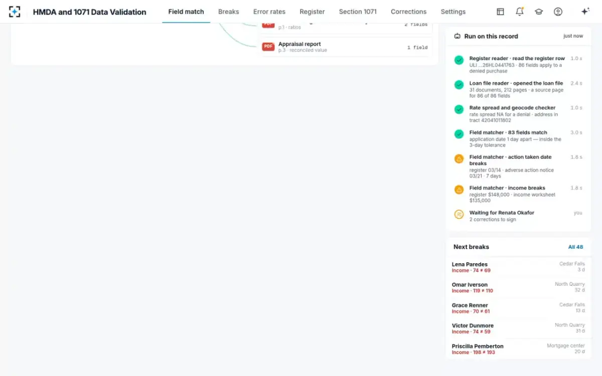 HMDA and 1071 Data Validation — The run on this record