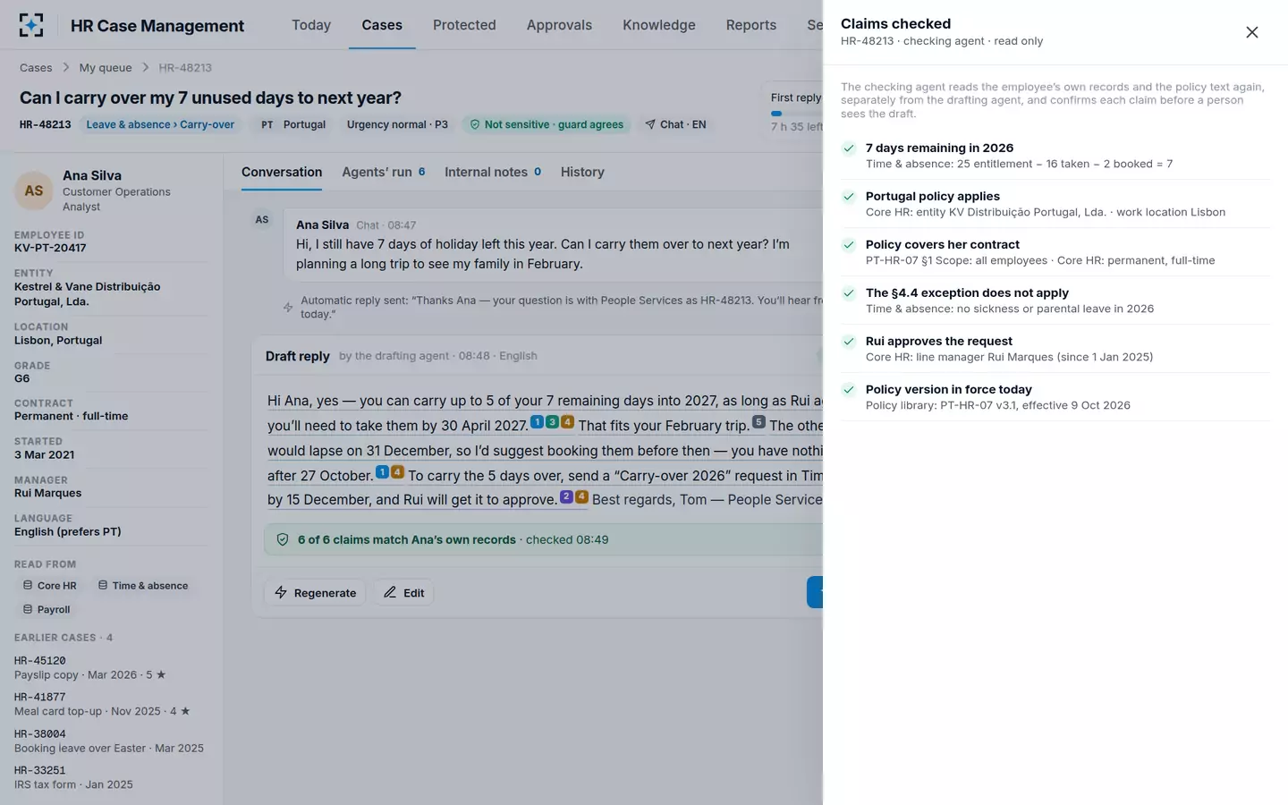 HR Case Management — Claims checked