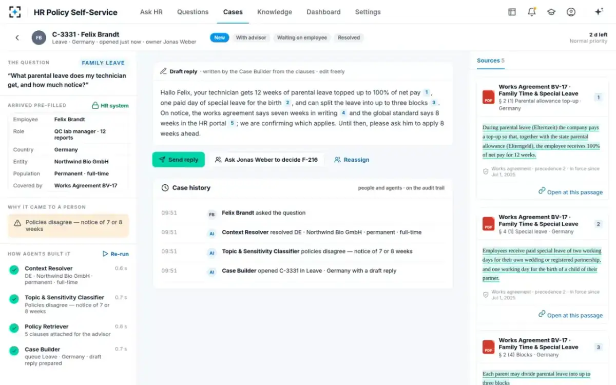 HR Policy Self-Service — A pre-filled case