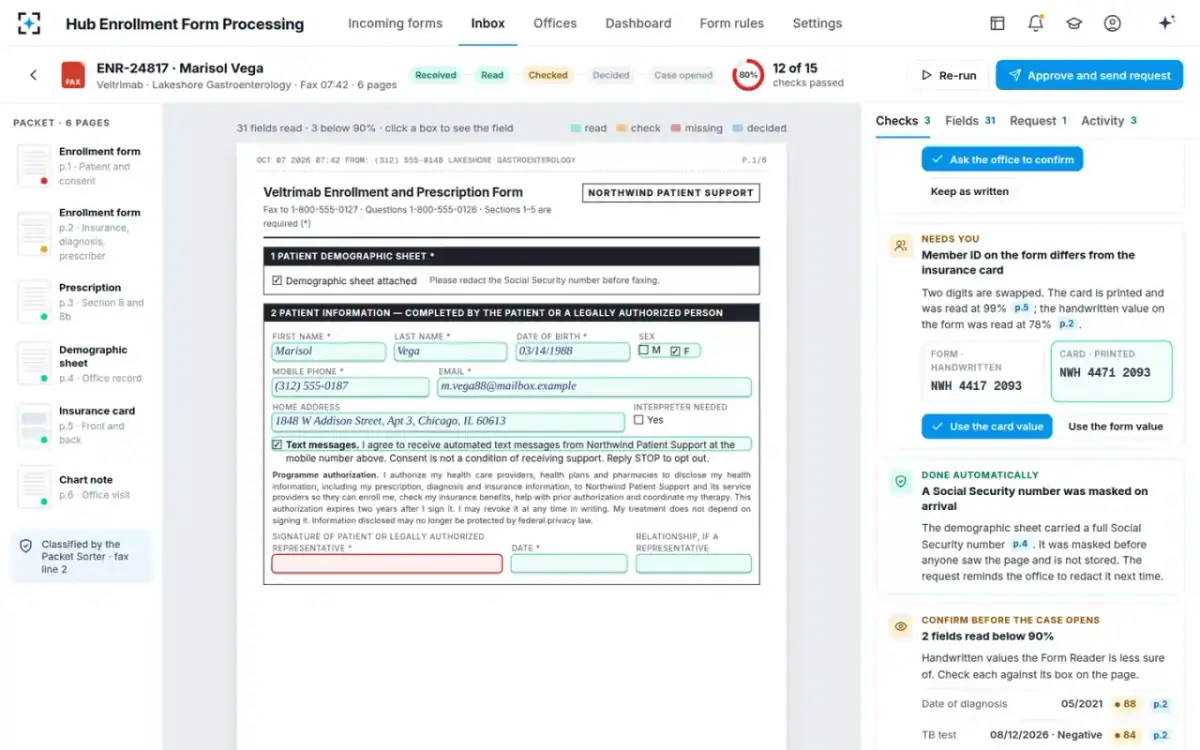 Hub Enrollment Form Processing — Decisions with their evidence