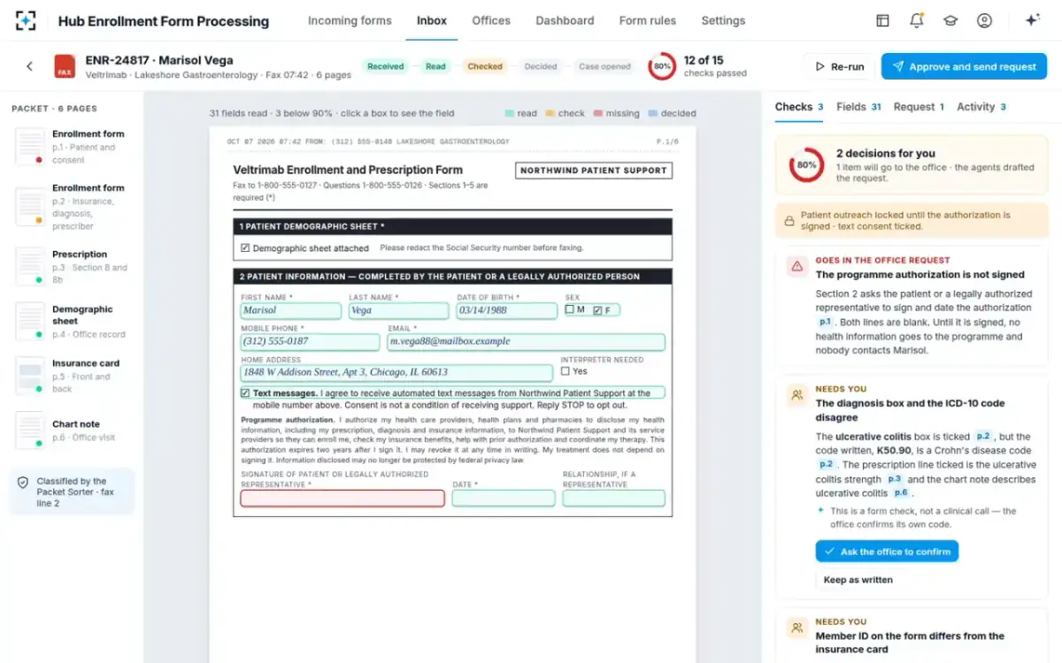 Hub Enrollment Form Processing — Form review