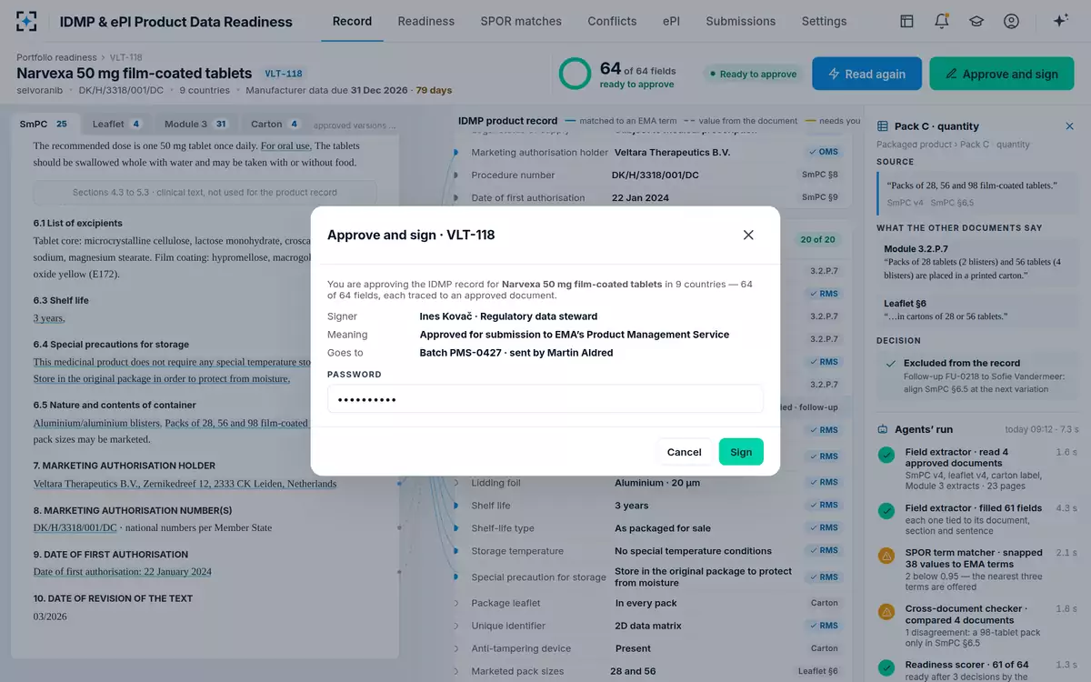 IDMP & ePI Product Data Readiness — Approve and sign