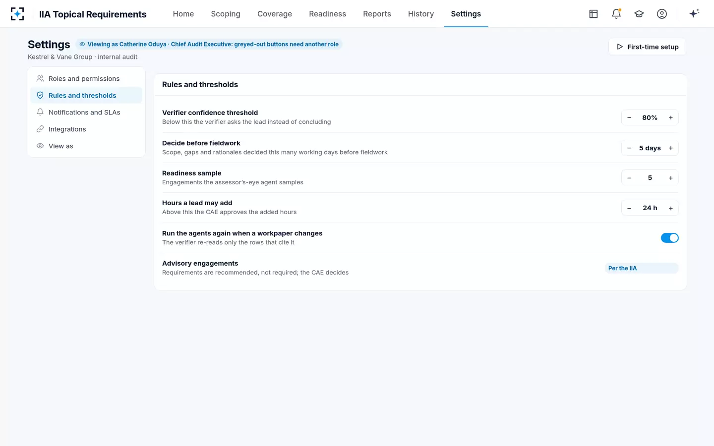 IIA Topical Requirements — Your rules