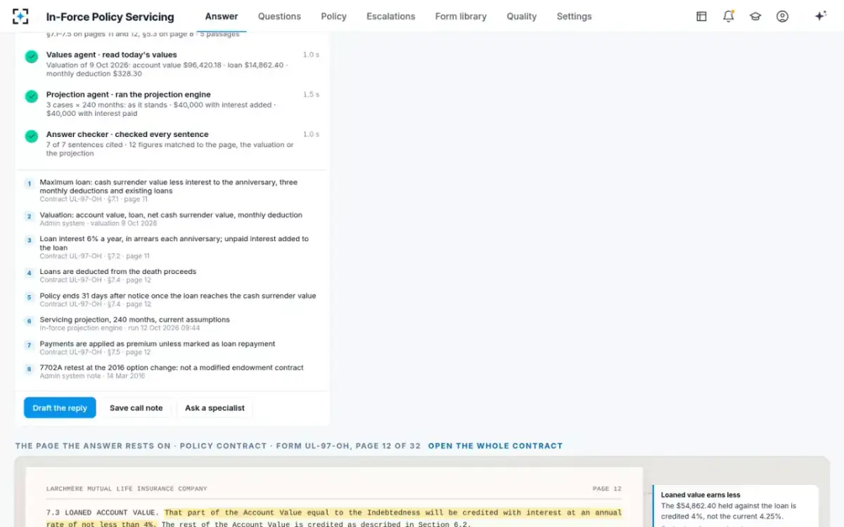 In-Force Policy Servicing — Checked and cited
