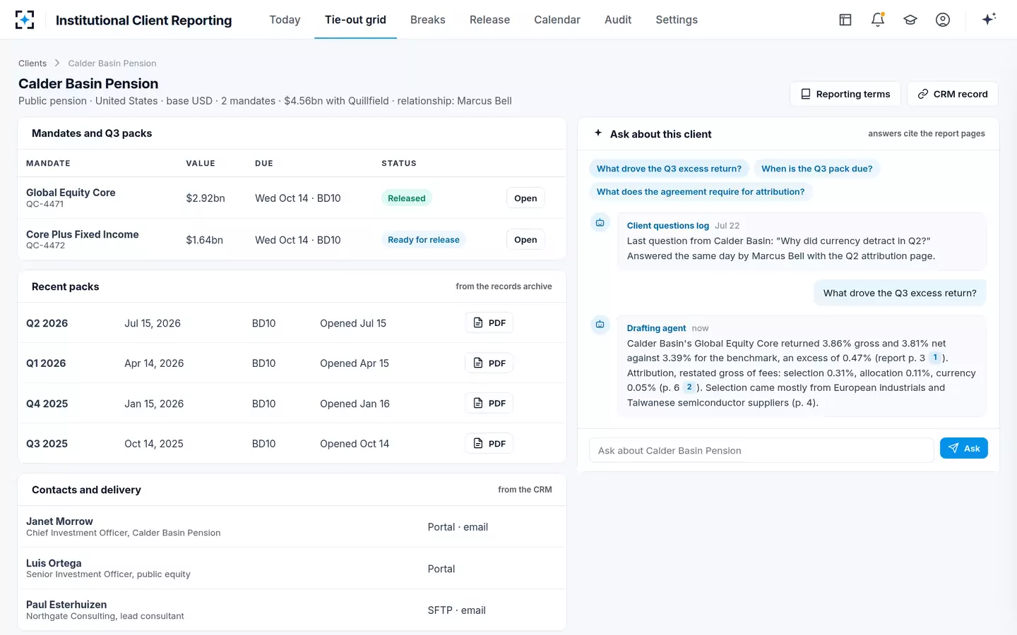 Institutional Client Reporting — One client, for client service